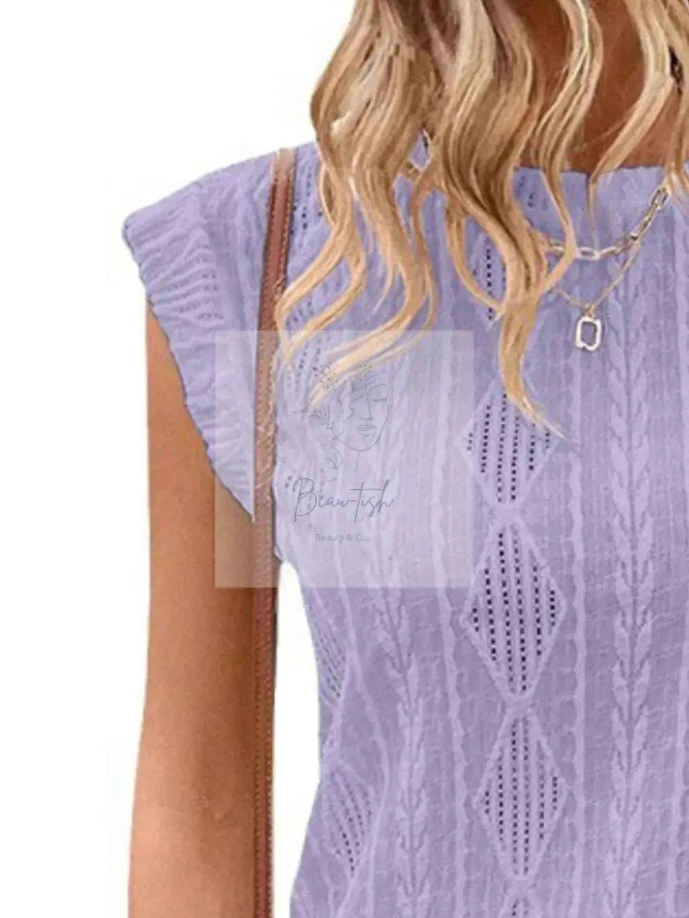 Openwork Round Neck Top