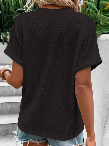 Notched Short Sleeve Top