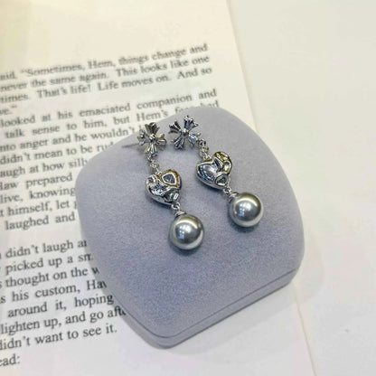 Pearl Heart Drop Earrings
