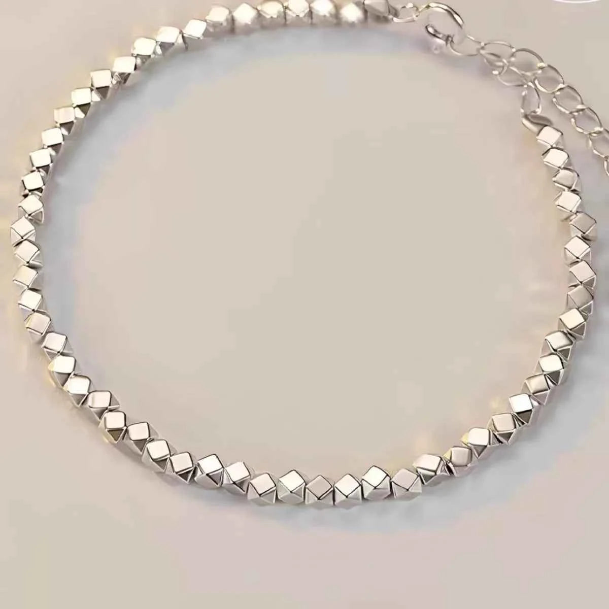 925 Sterling Silver Geometric Chain Adjustable Bracelet