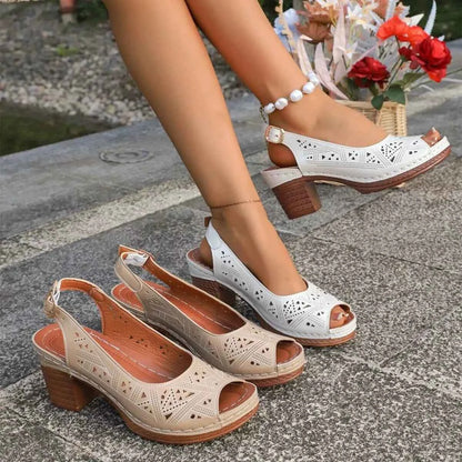 Open Toe Block Heels Sandals