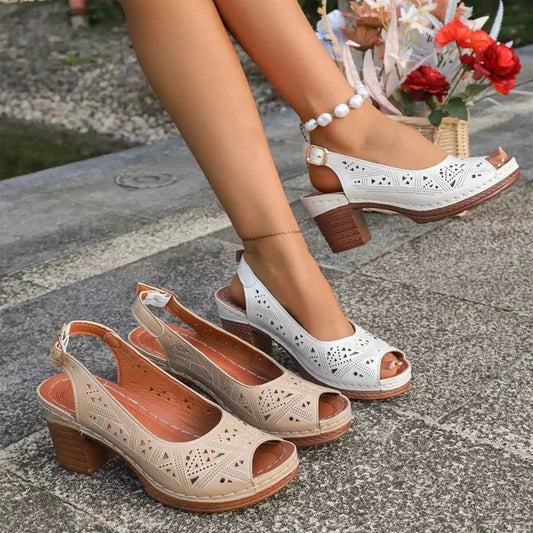 Open Toe Block Heels Sandals