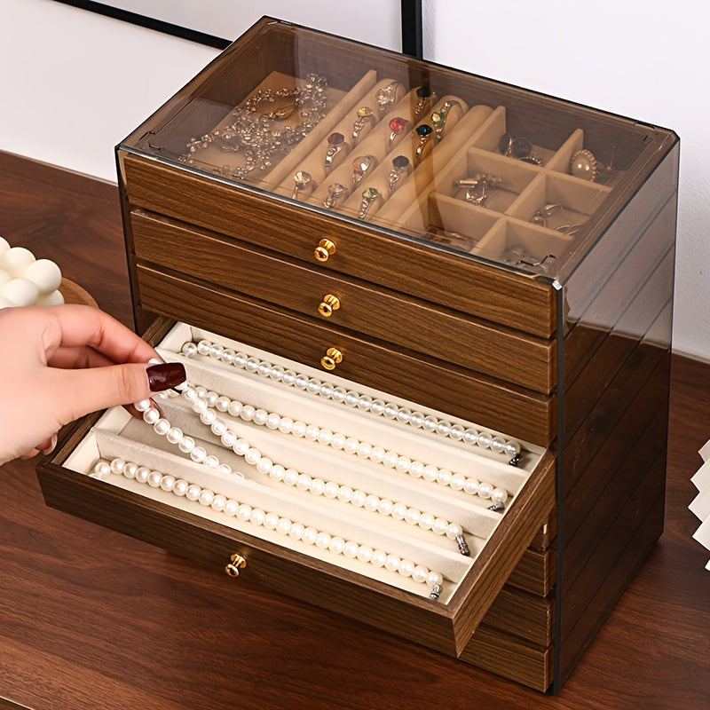 8-Layer Jewellery Box with Velvet Lining & Pull-Out Drawers