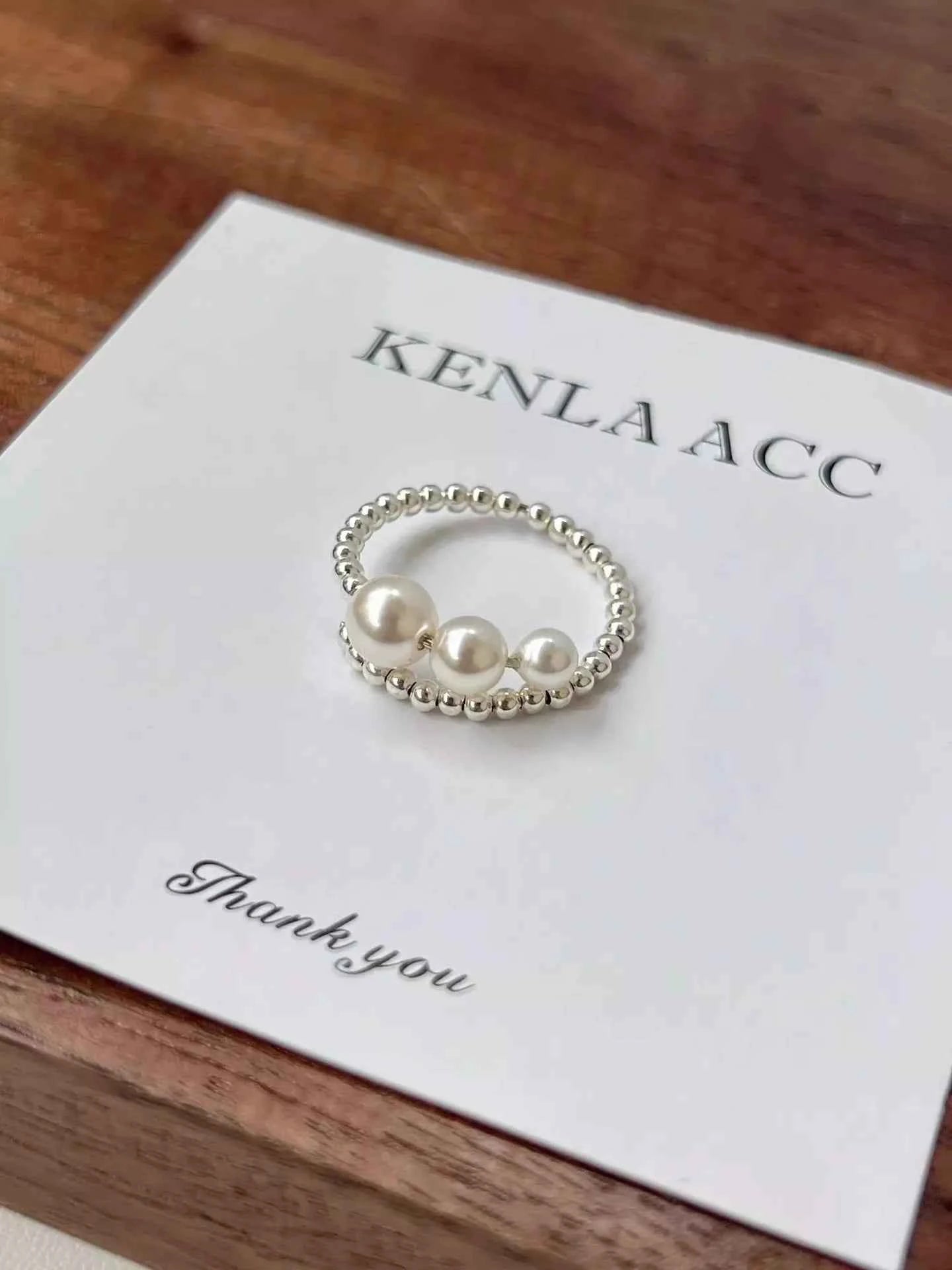 Triple Pearl Beaded Bypass Ring