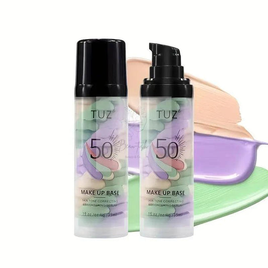 3-Color Long-lasting Primer Base Cream - Color Correcting, Toning, Brightening Makeup Concealer - Moisturizing, Invisible Pores, Liquid Skin Foundation