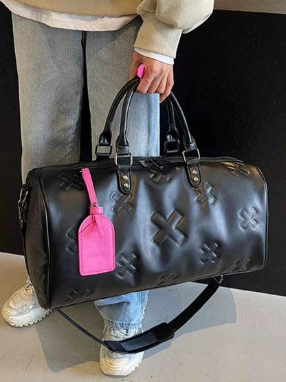 Embossed Cross Pattern Travel Duffel Bag