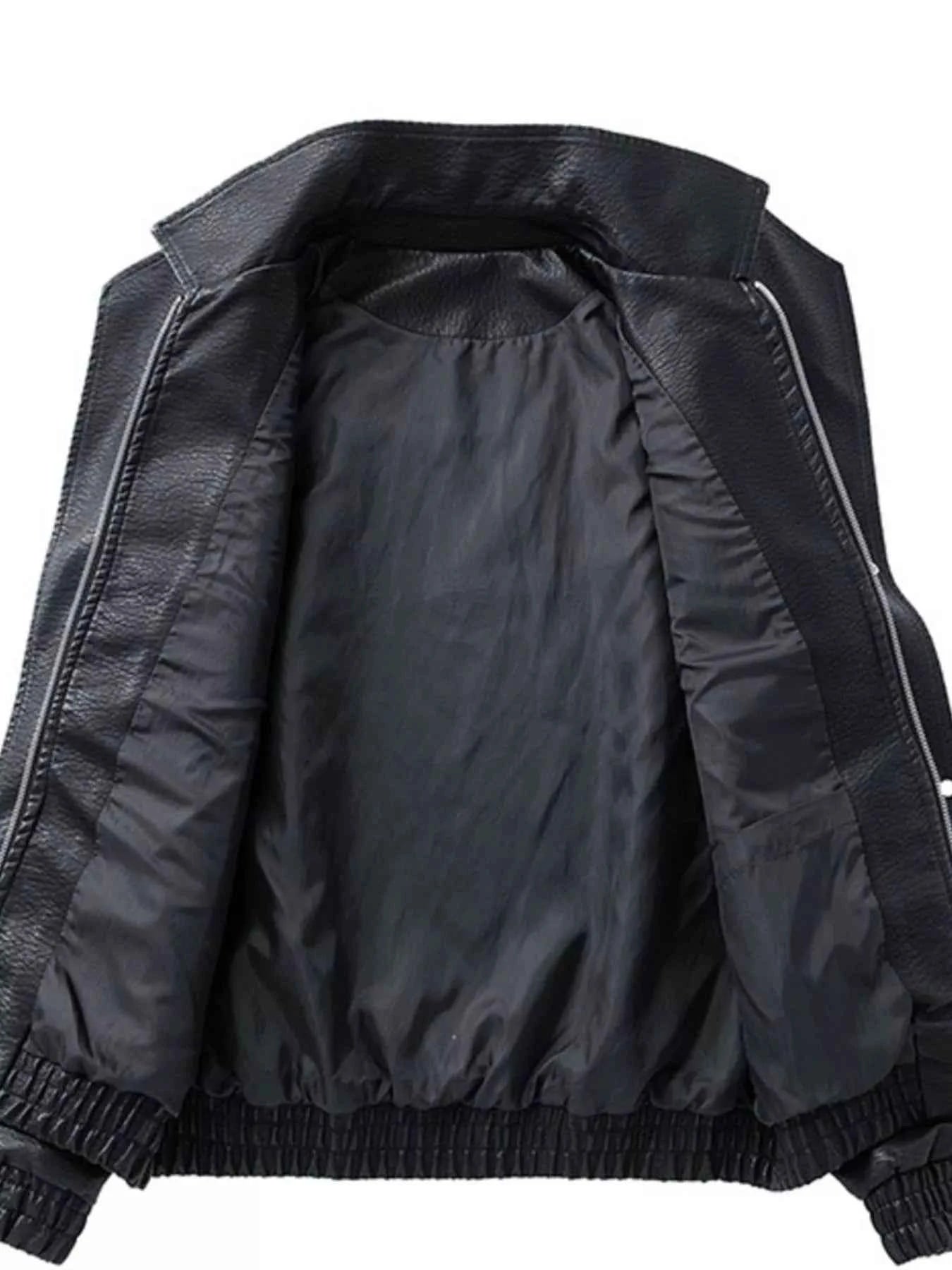 Men's Plus Size Faux Leather Bomber Jacket