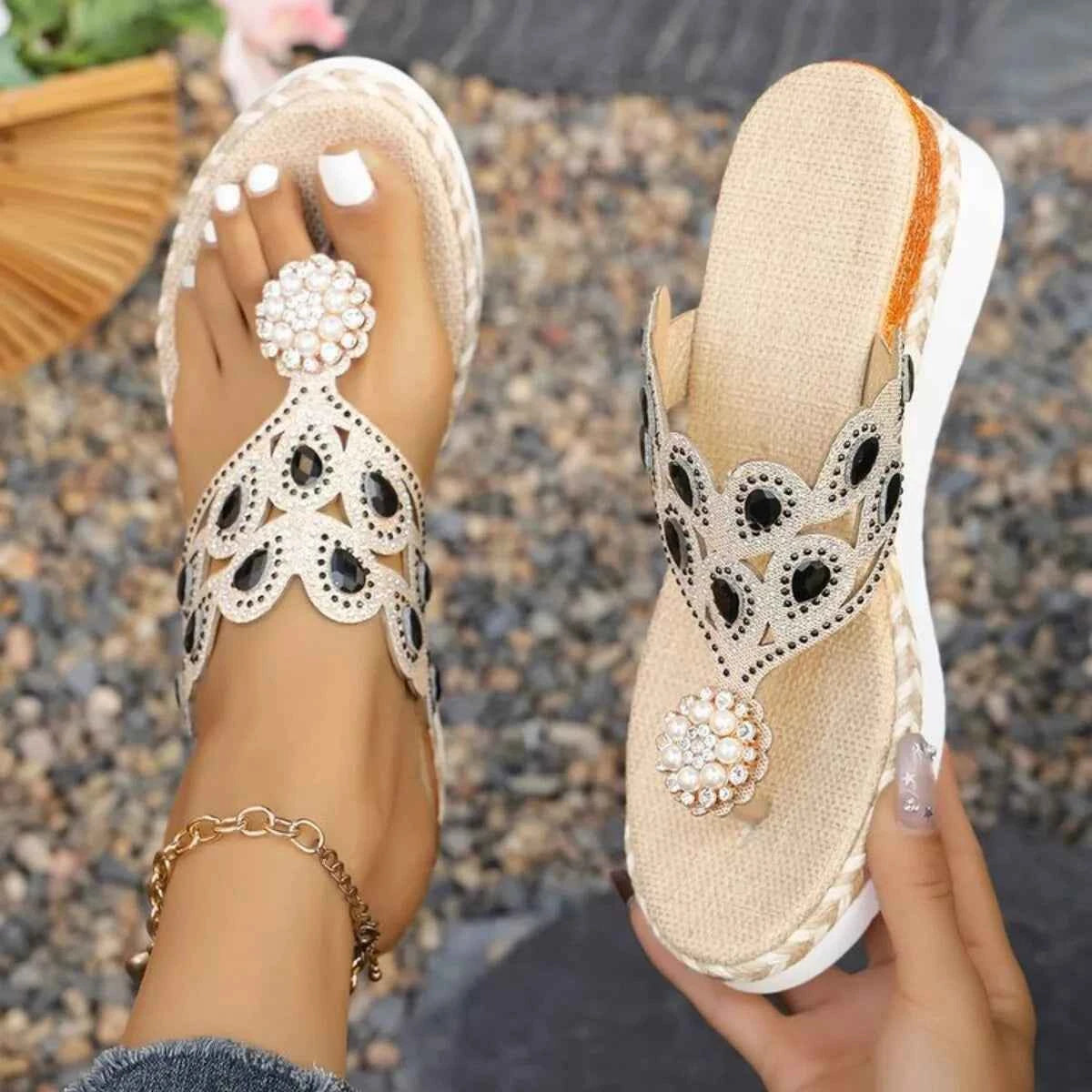 Toe Post Wedge Sandals