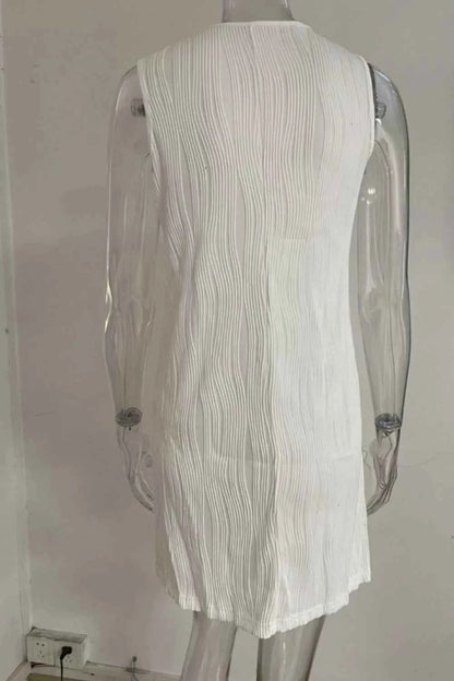 Sleeveless Textured Casual Mini Dress