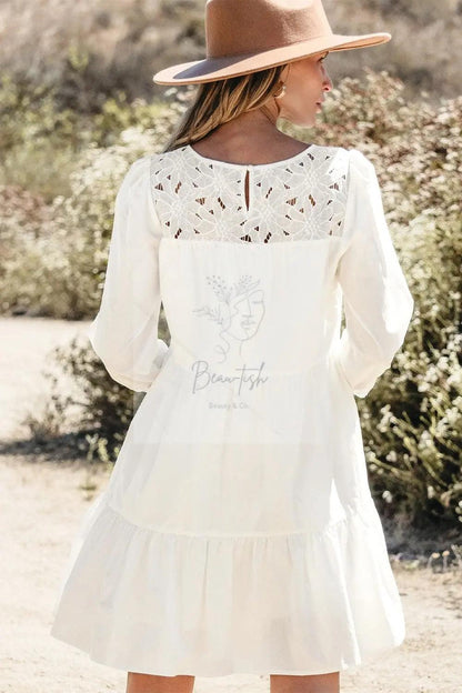 3/4 Sleeve Tiered Mini Dress