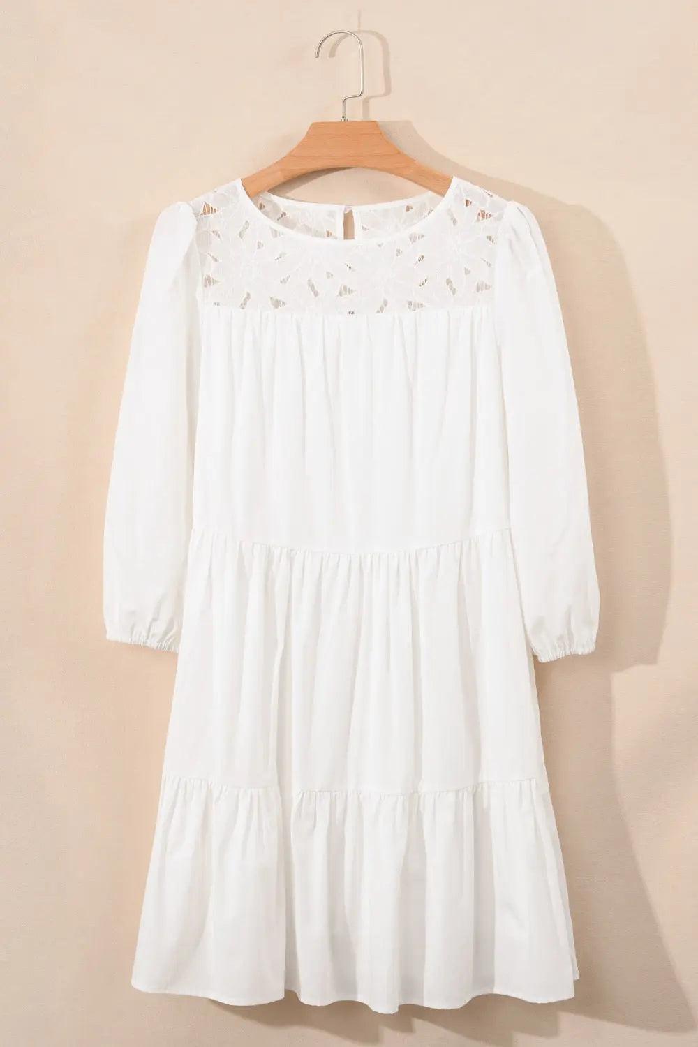 3/4 Sleeve Tiered Mini Dress