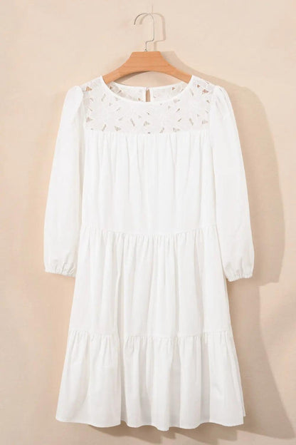 3/4 Sleeve Tiered Mini Dress