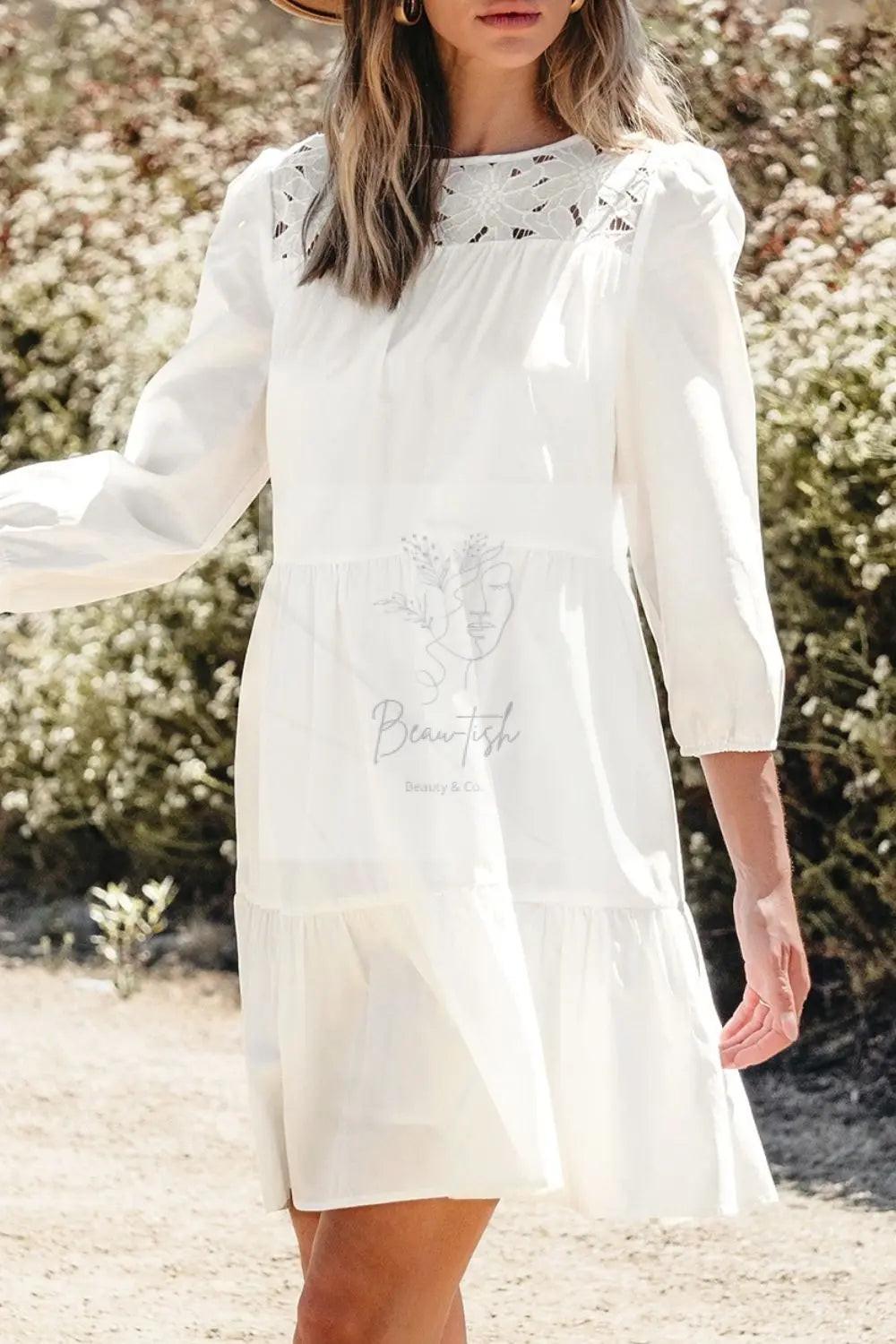 3/4 Sleeve Tiered Mini Dress