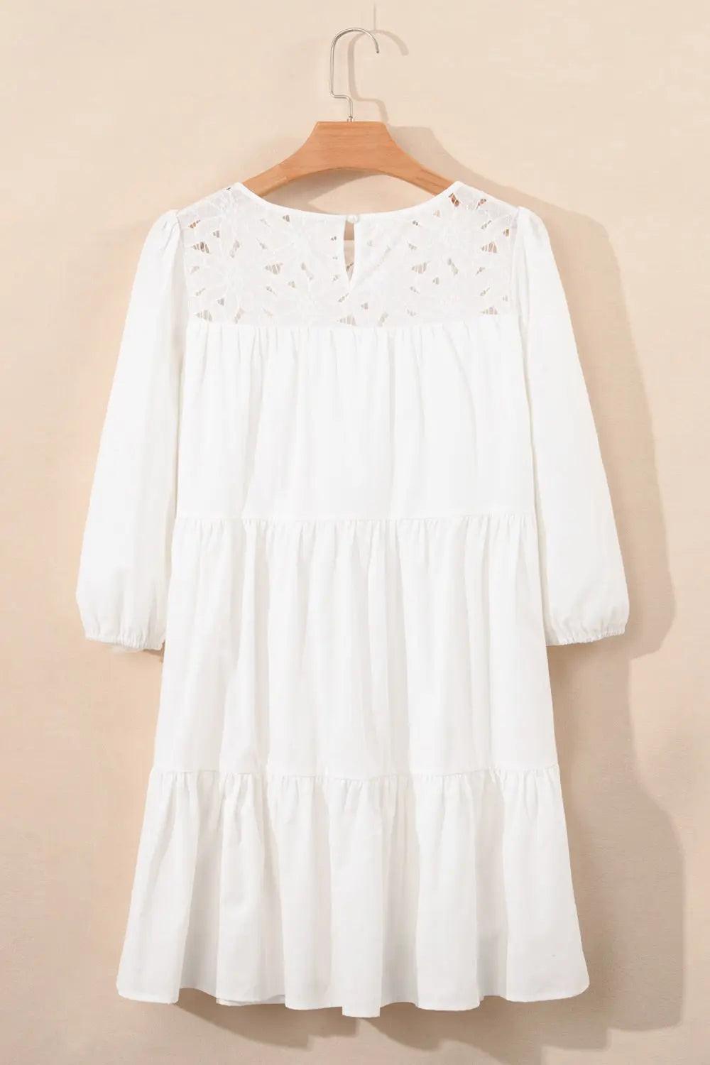 3/4 Sleeve Tiered Mini Dress