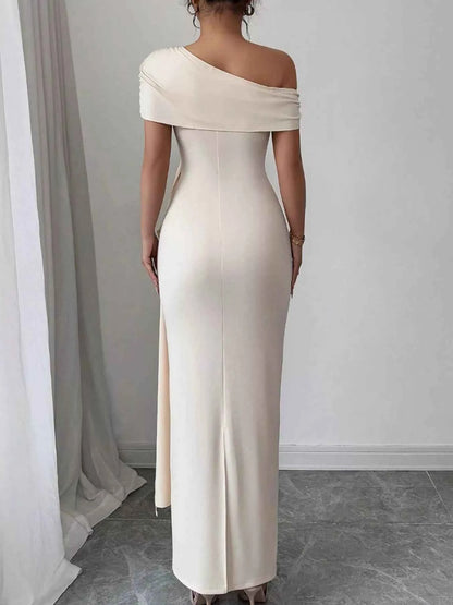 One-Shoulder Ruched Maxi Dress