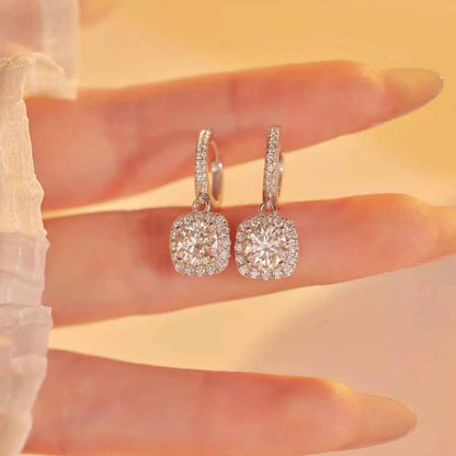 1 Carat Moissanite 925 Sterling Silver Hoop Drop Earrings