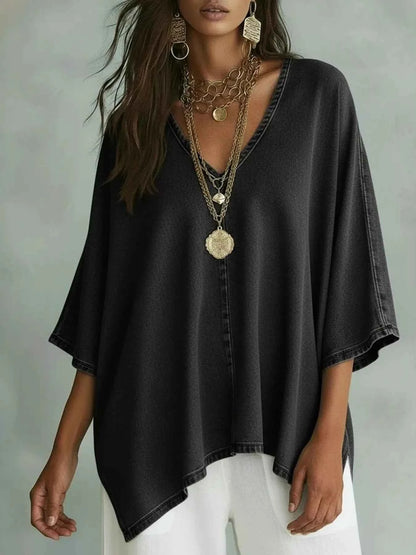 V-Neck Batwing Sleeve T-Shirt