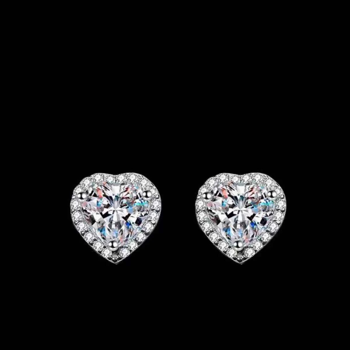 2 Carat 925 Sterling Silver Moissanite Heart Earrings