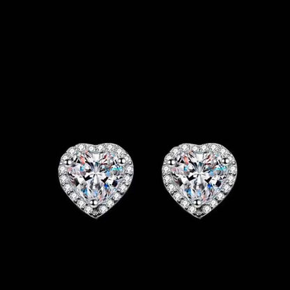 2 Carat 925 Sterling Silver Moissanite Heart Earrings