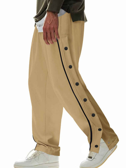 Men's Full Size Loose Fit Side Snap Button Track Pants Plus Size