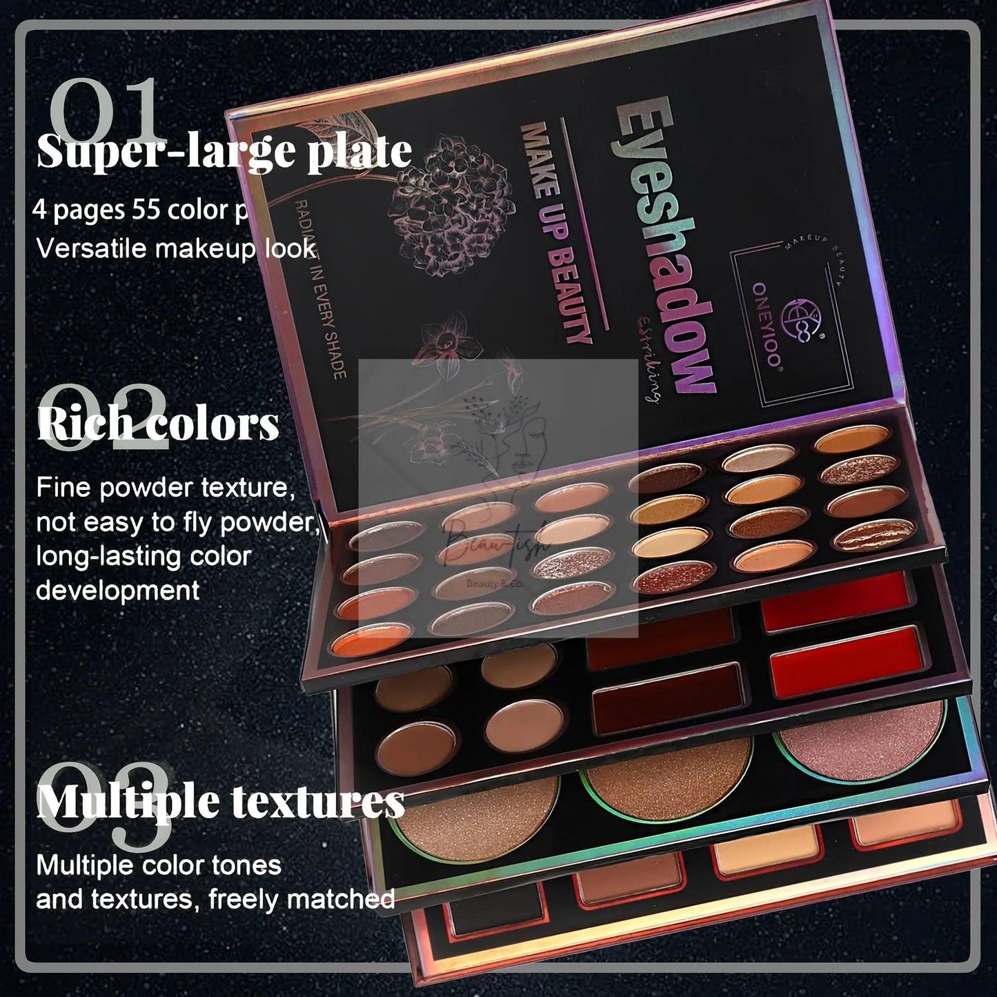 4-Page 55-Color Book Makeup Palette