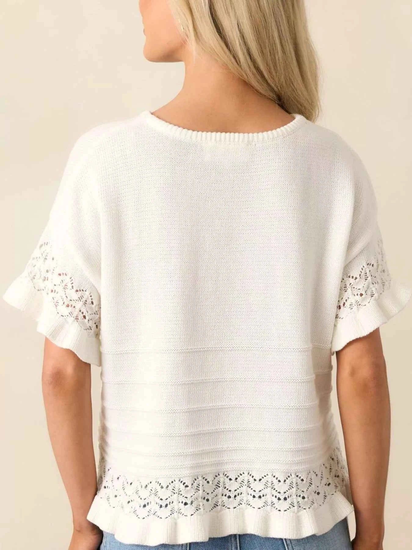Lace Trimmed Knit Top