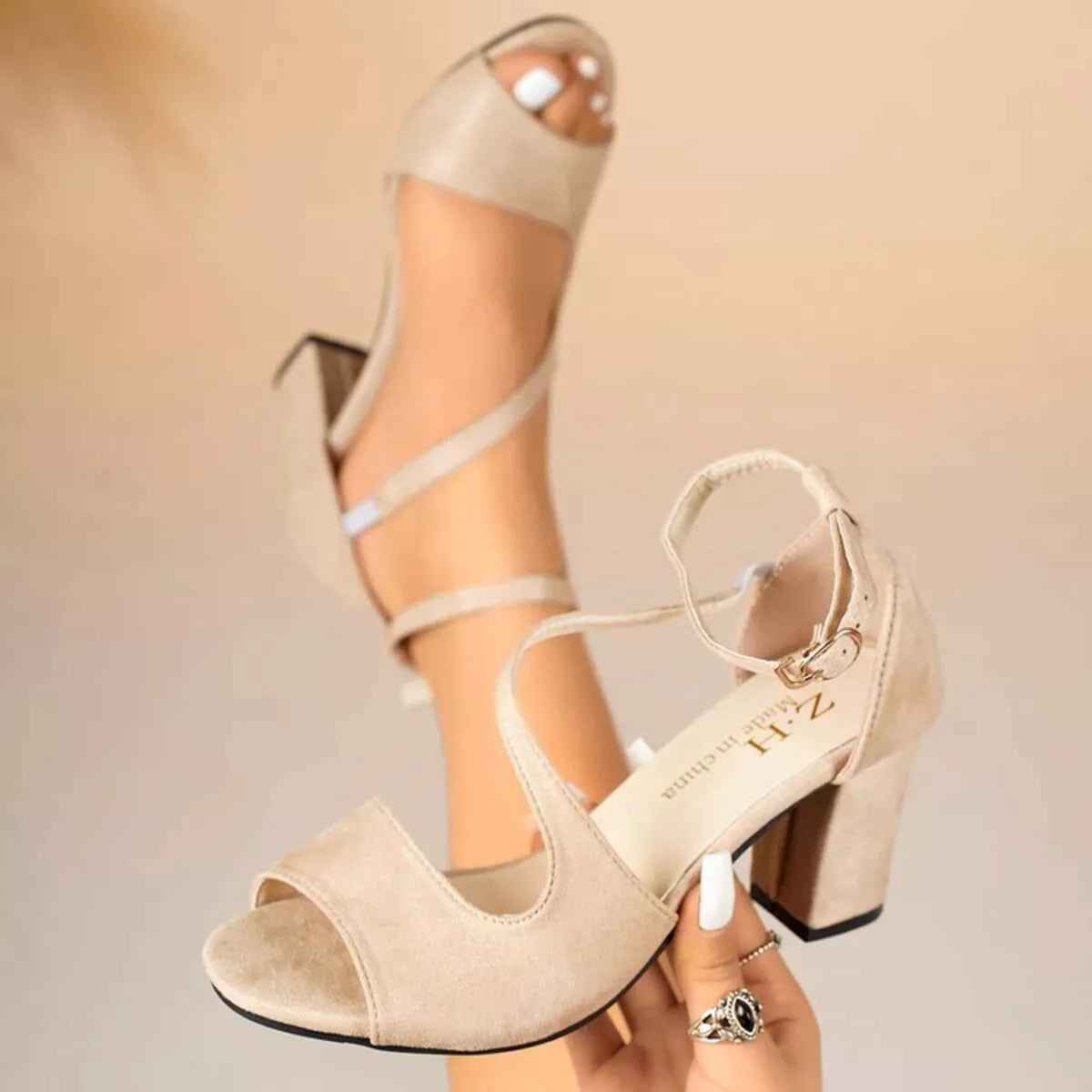 Peep Toe Block Heels Sandals