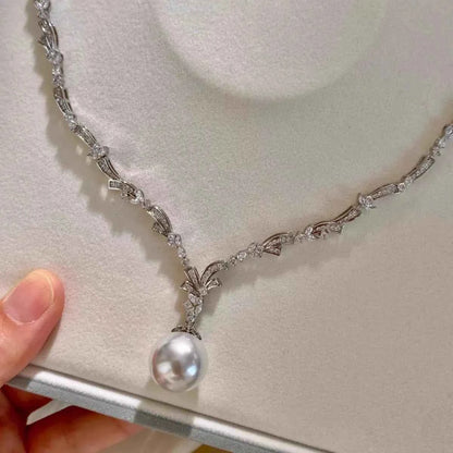Zircon Pearl Pendant Necklace