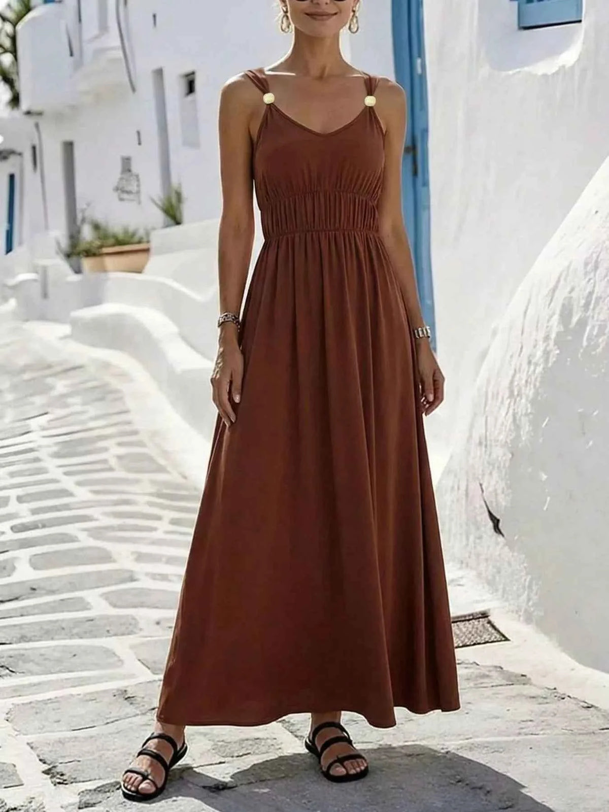V-Neck Sleeveless Maxi Dress