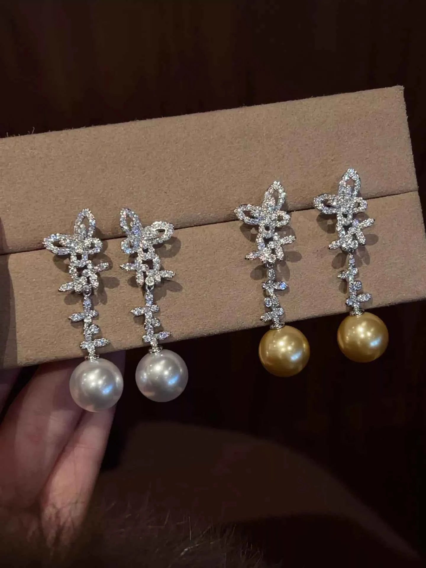 Butterfly Pearl Drop Earrings