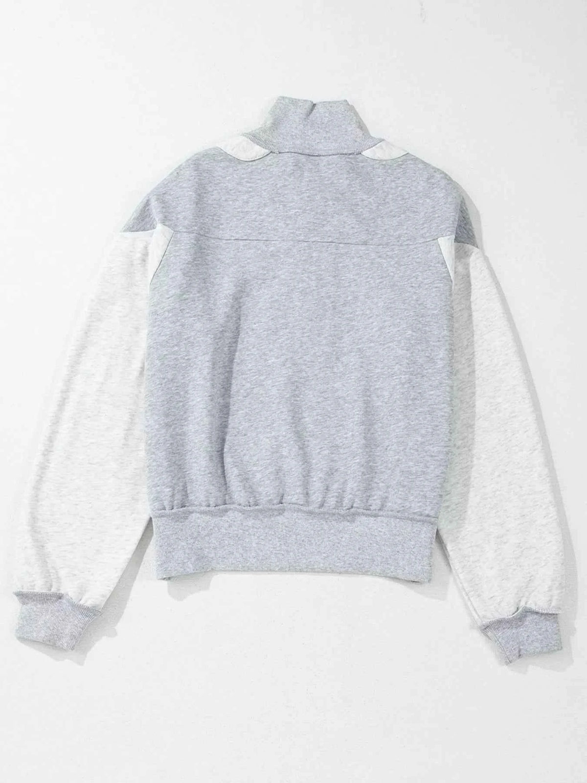 Half Zipper Collared Drop Shoulder Side Slits Sweatshirt