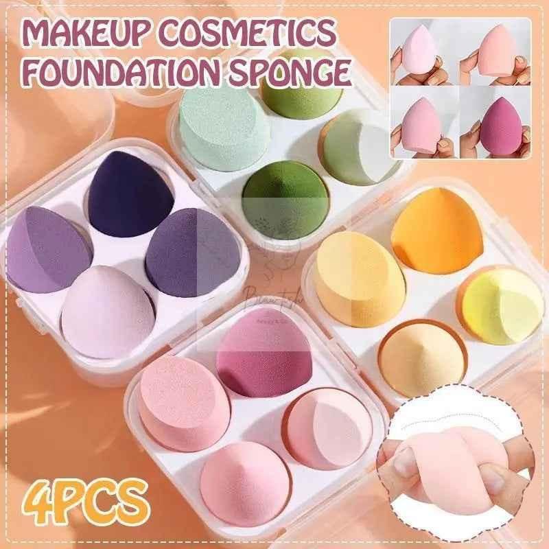 4PCS Value Makeup Foundation Blender Sponge Blending Puff Cosmetic Beauty Eggs - Yellow