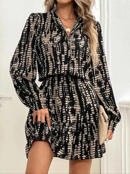 Printed Long Sleeve Mini Dress
