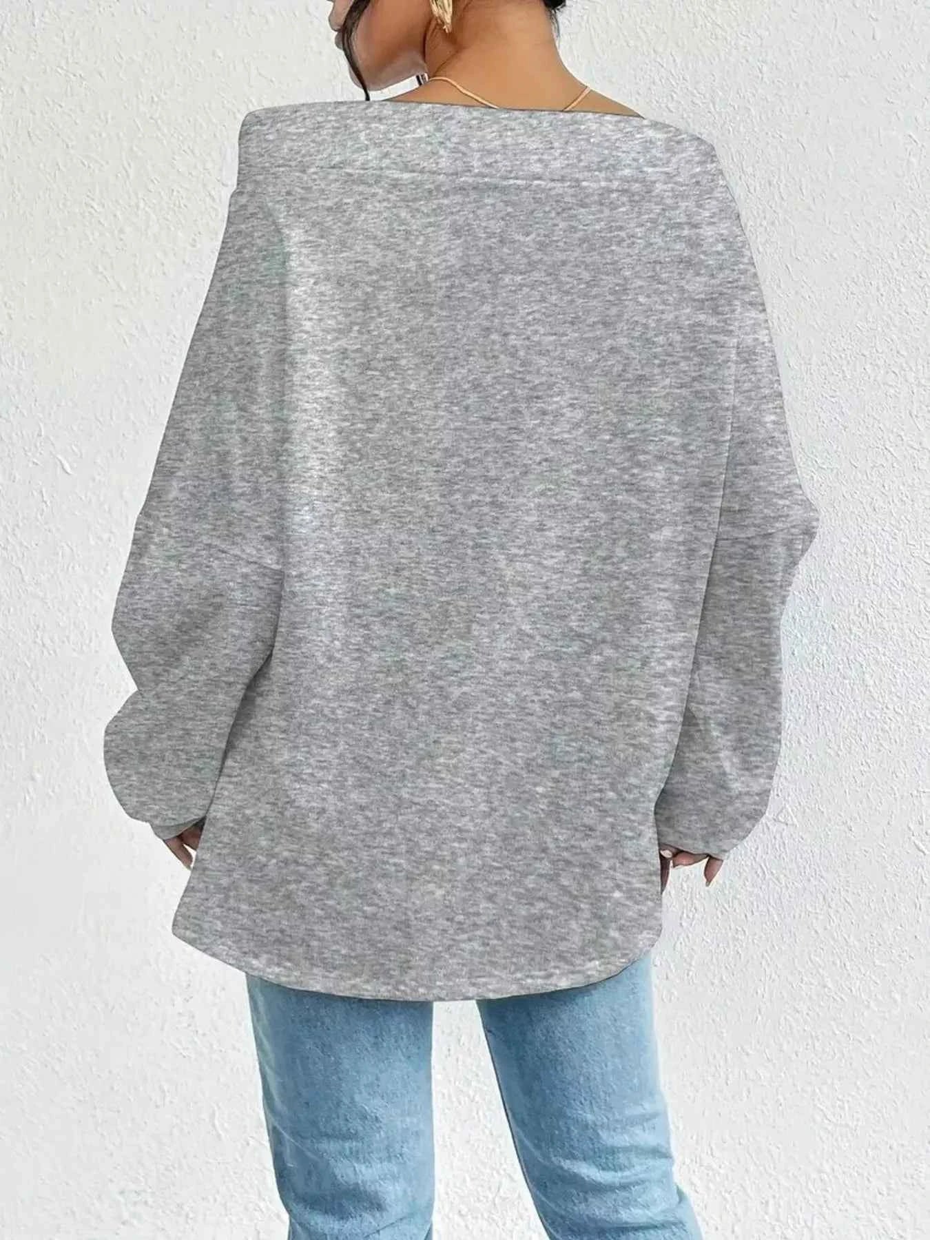Off-Shoulder Drawstring Sweatshirt