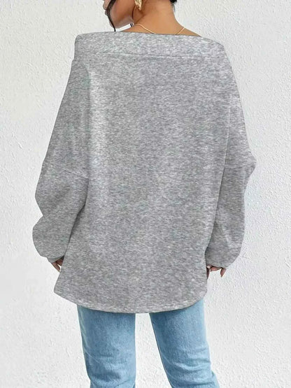 Off-Shoulder Drawstring Sweatshirt