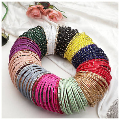 Leshya Brass Plated Alloy Bangle Set Multicolor