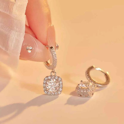 1 Carat Moissanite 925 Sterling Silver Hoop Drop Earrings