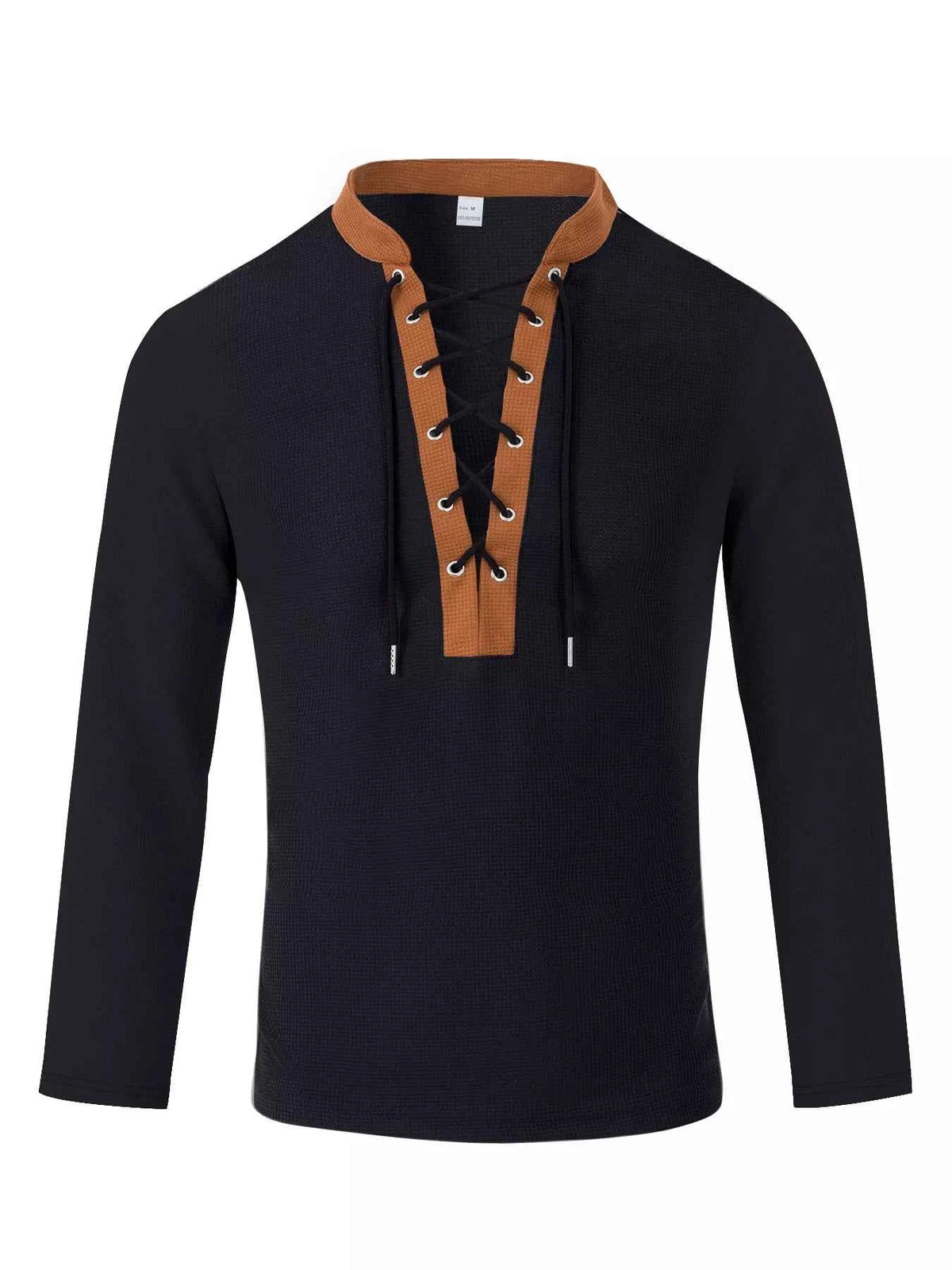 Men's Full Size Vintage Lace-Up Long Sleeve T-Shirt Plus Size