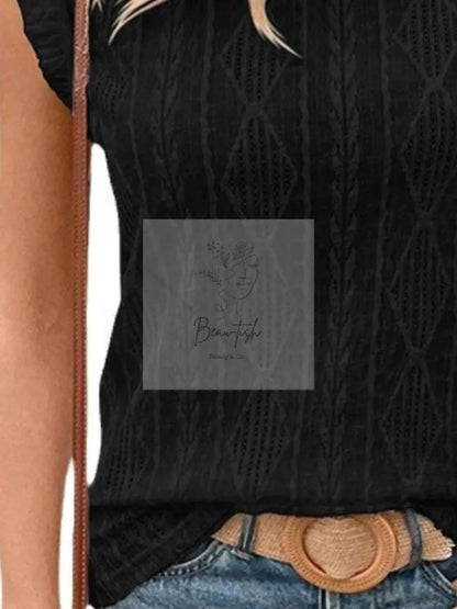 Openwork Round Neck Top