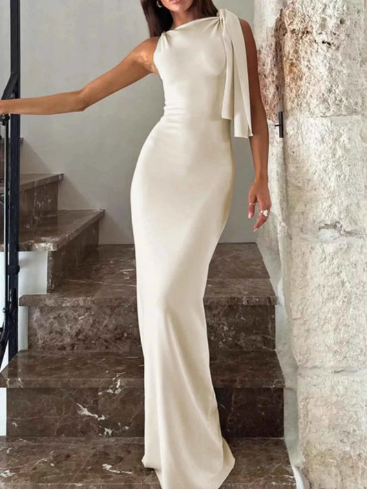 Sleeveless Maxi Dress with Draping Detail