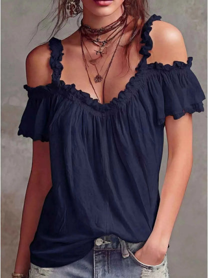 Frill Cold Shoulder Blouse
