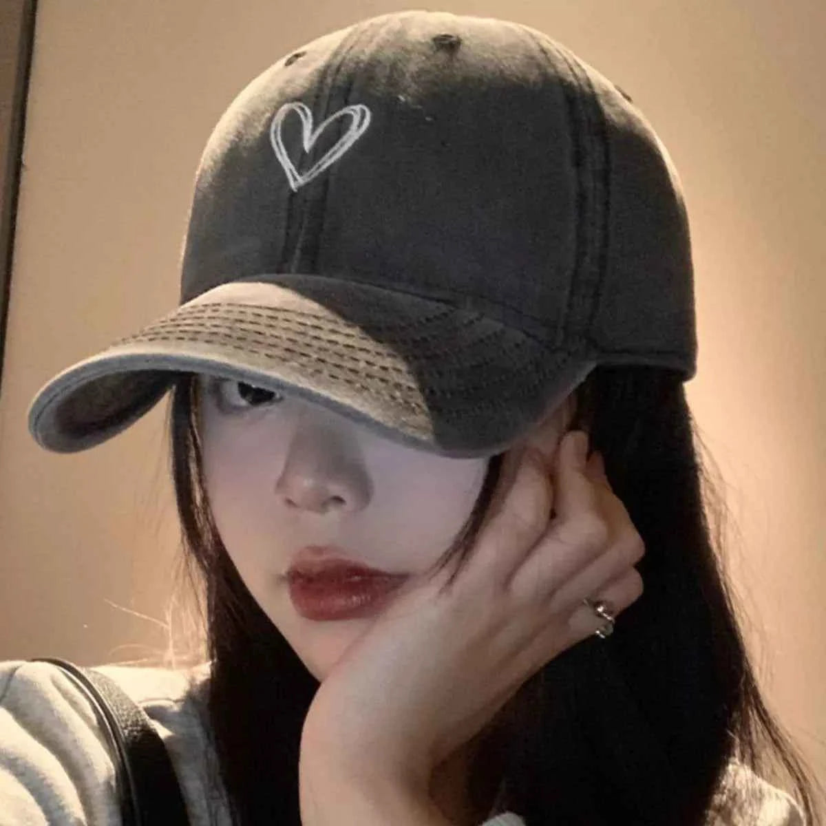 Embroidered Heart Baseball Cap