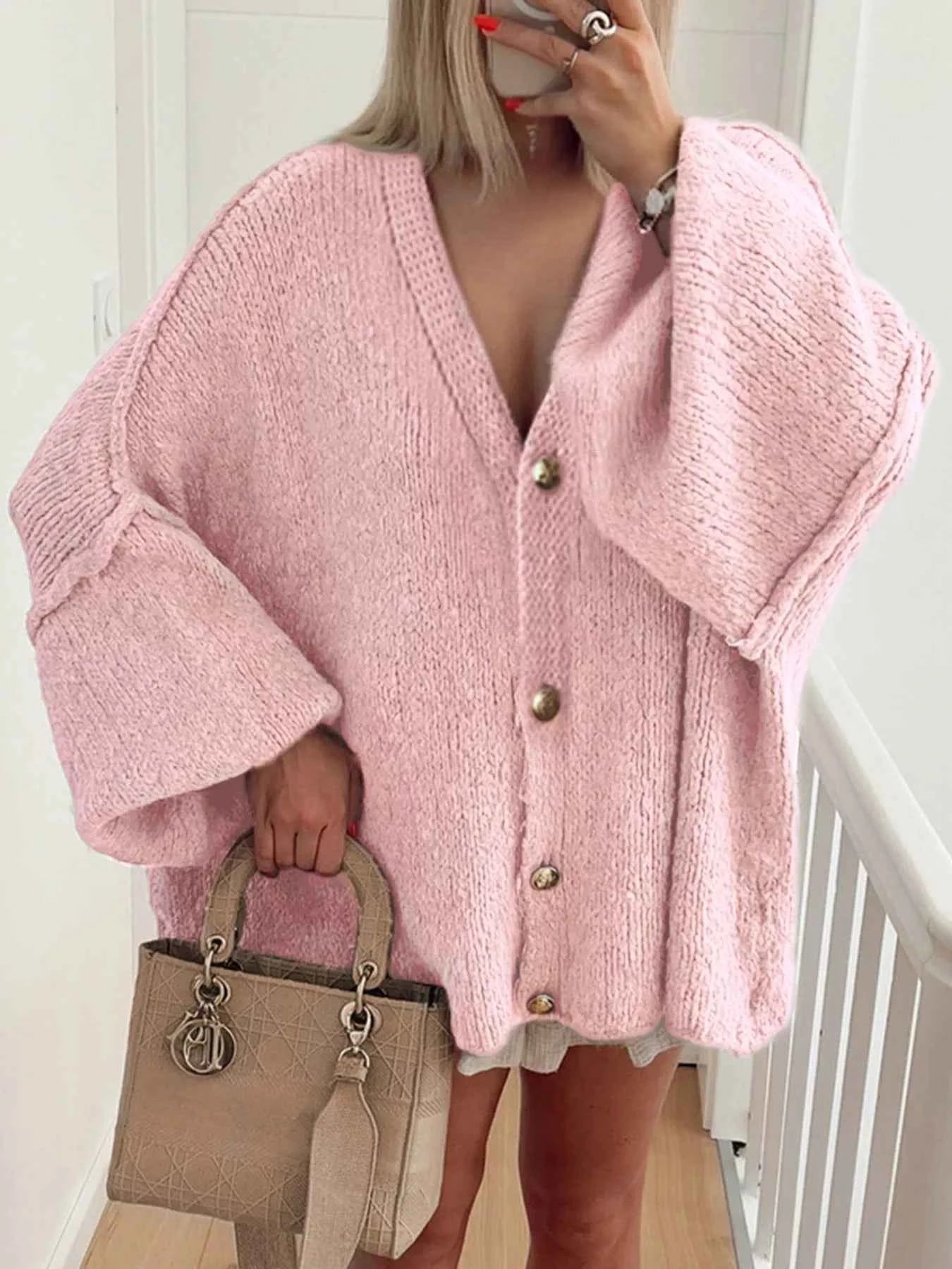 Oversized Knit Button Up Cardigan