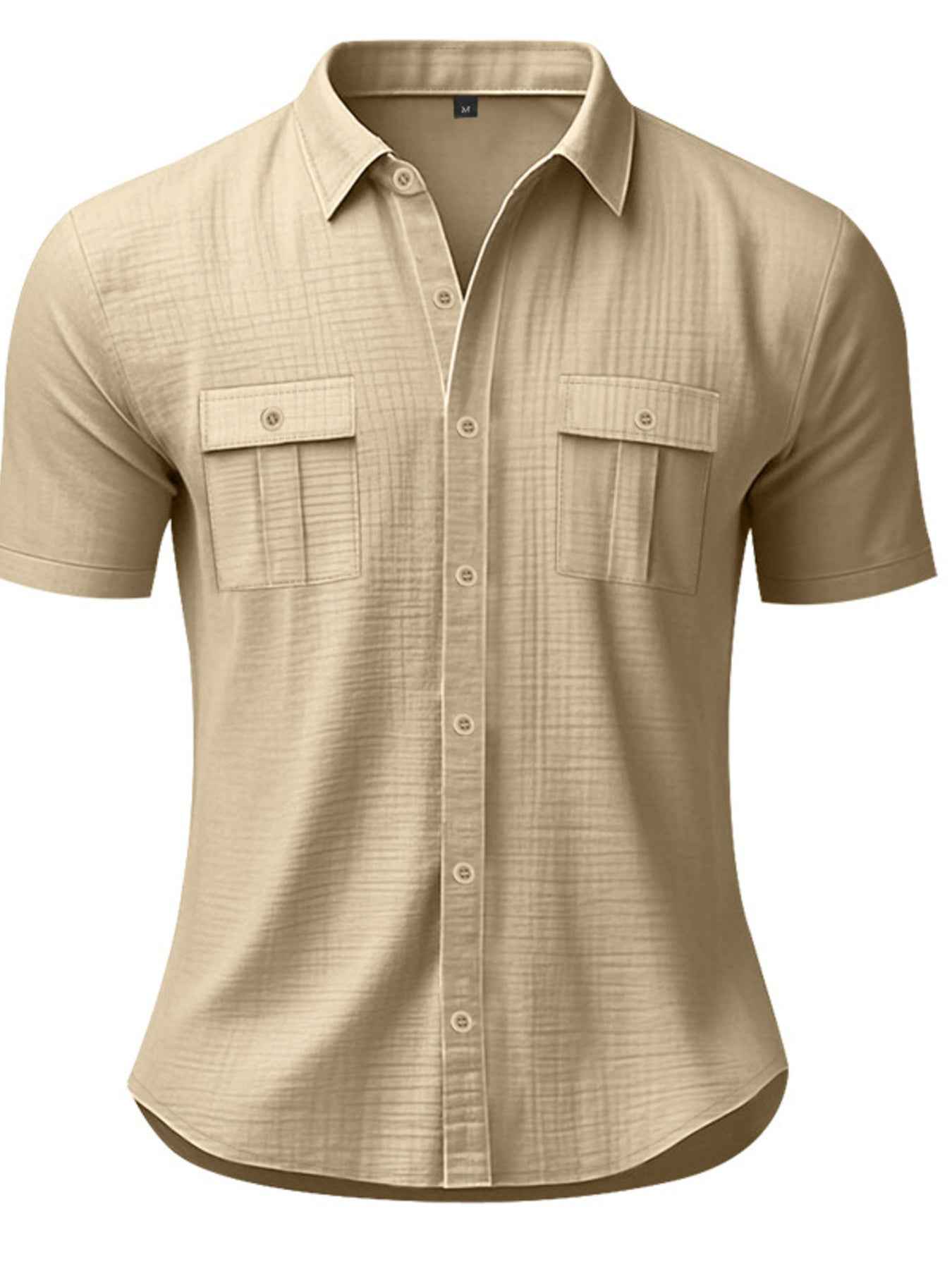 Men's Full Size Short Sleeve Shirt with Pockets Plus Size