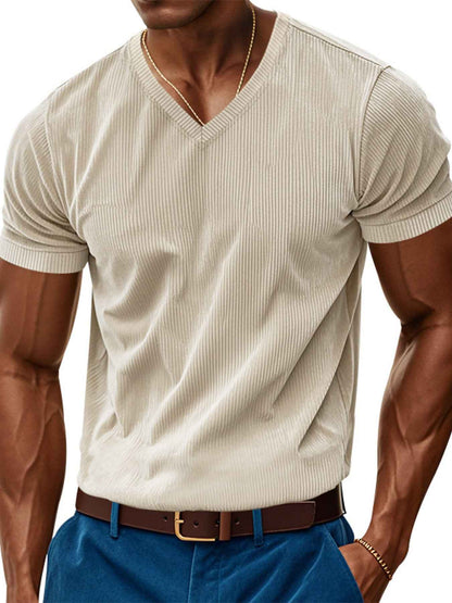Men's Full Size V-Neck Slim Fit T-Shirt Plus Size