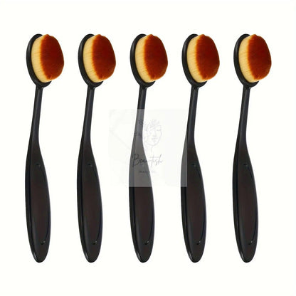 5pcs Non-Shedding Nylon Foundation Brushes - Multi-Function, Large Oval