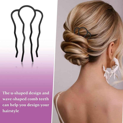 6-Piece French Metal Hair Comb Set – Black