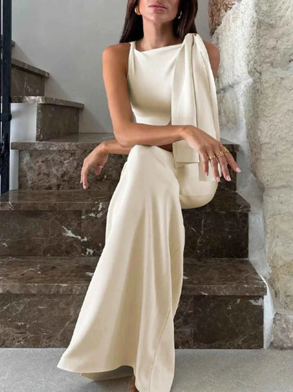 Sleeveless Maxi Dress with Draping Detail