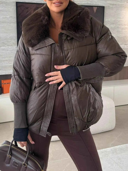 Fur Collar Padded Puffer Jacket