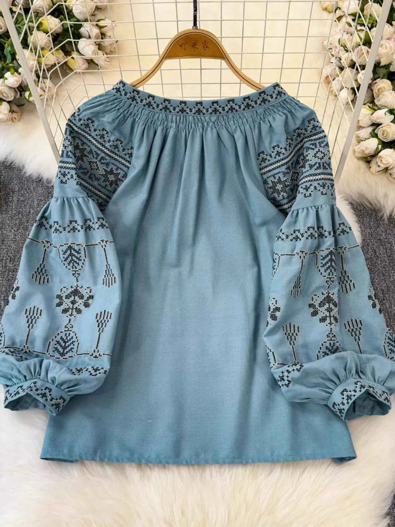 Tie Neck Long Sleeve Blouse